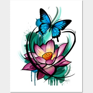 Lotus and Butterfly Posters and Art